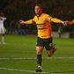 Padraig Amond celebrates after scoring the penalty that saw Newport County knock Premier League Leicester City out of the FA Cup with a 2-1 win in the third round at Rodney Parade on Sunday