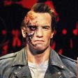Arnold Schwarzenegger on the set of Terminator