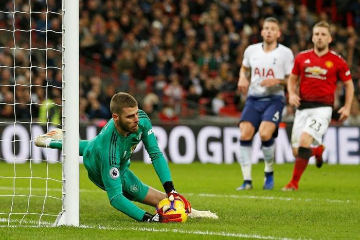 Unbeatable: Manchester United goalkeeper David De Gea was in superb form against Tottenham at Wembley