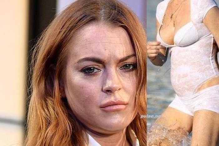 Lindsay Lohan takes unflattering body and swimsuit to Greek beach
