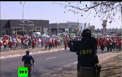 South African police fire rubber bullets at school protest