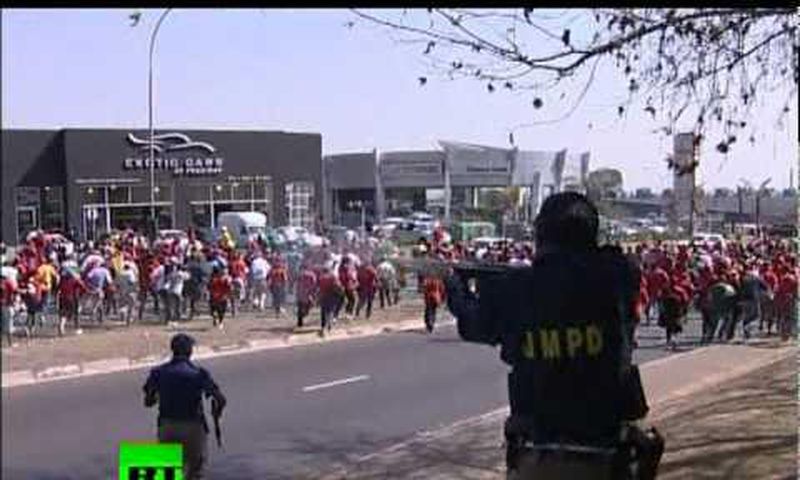 South African police fire rubber bullets at school protest