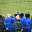 Nantes coach Vahid Halilhodzic and players after talking with supporters at the club's training centre