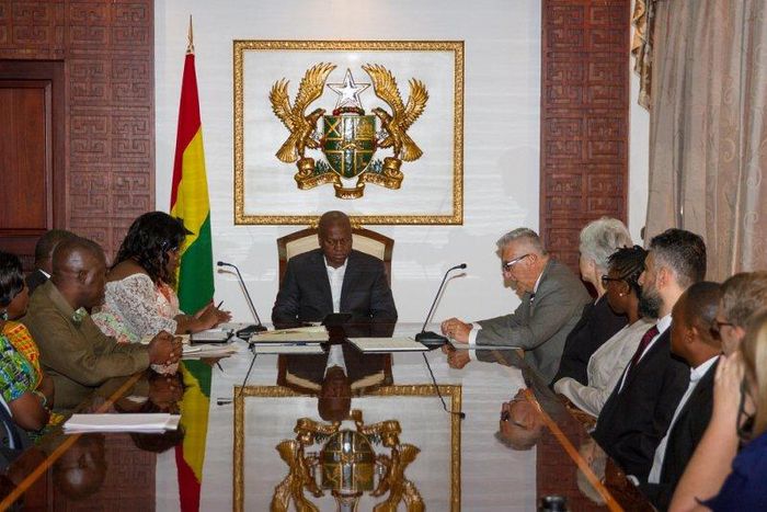 The Ghana and US delegations at the signing ceremony at the Flagstaff House