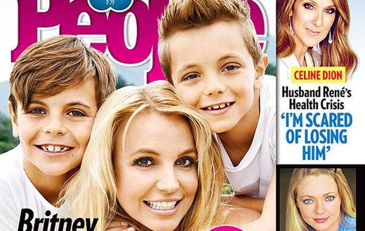 Britney Spears and her kids; Sean Preston Federline (9) and Jayden James Federline (8) cover People Magazine April 2015 issue