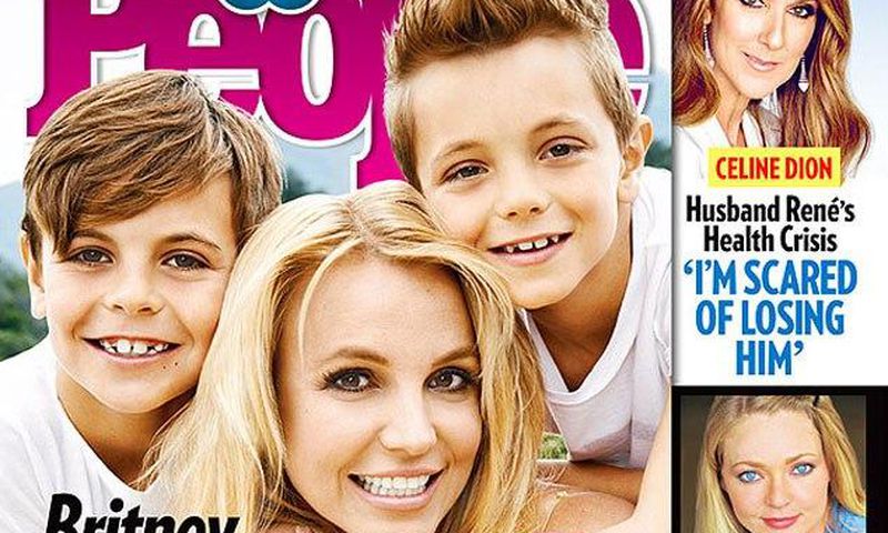 Britney Spears and her kids; Sean Preston Federline (9) and Jayden James Federline (8) cover People Magazine April 2015 issue
