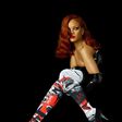 Rihanna wears an over-the-knee sock from her "Murder Rih Wrote" collection for Stance