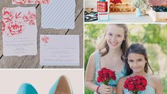 Wedding color combination of aqua, cherry red and khaki