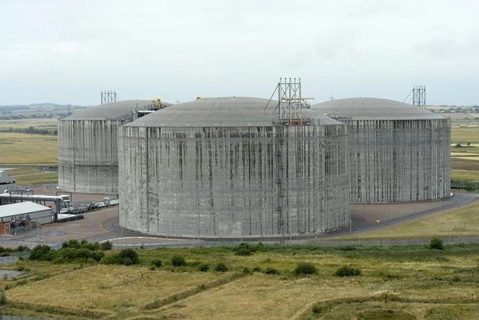 Liquified natural gas (LNG) storage tanks at a plant in a file photo. REUTERS/Paul Hackett