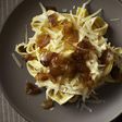 pasta with yogurt and caramelized onions