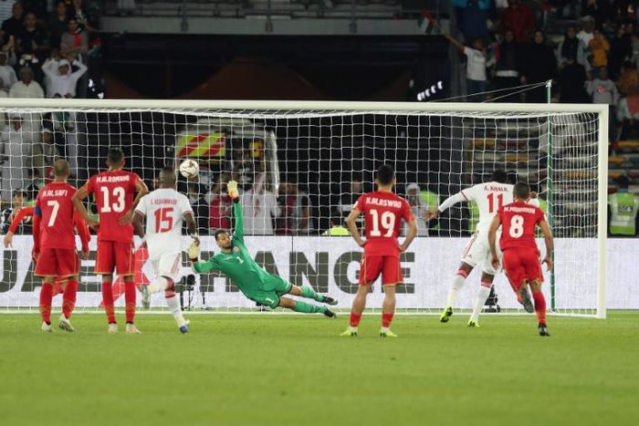 Late show: United Arab Emirates' Ahmed Khalil scores from the penalty spot