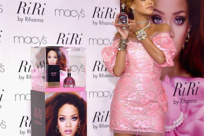Bad girl RiRi, steps out in pink retro look for the launch of her new perfume line, RiRi by Rihanna, at Macy's, New York