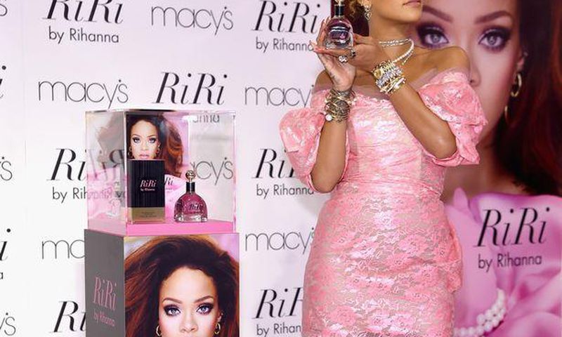 Bad girl RiRi, steps out in pink retro look for the launch of her new perfume line, RiRi by Rihanna, at Macy's, New York