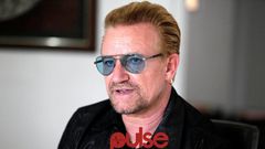 Rock star, Bono at ONE campaign press conference.
