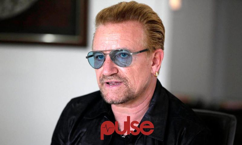 Rock star, Bono at ONE campaign press conference.