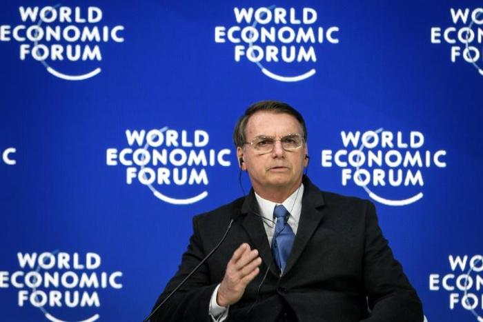 Brazilian President Jair Bolsonaro, pictured in Davos, Switzerland, on September 23, 2019, vowed to support Venezuela's return to peace