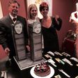 Devo founding member Jerry Casale sparked controversy this week when pictures surfaced of his Twin Towers-themed wedding cake. Pictured on the left with his bride Krista Napp (in white, center)