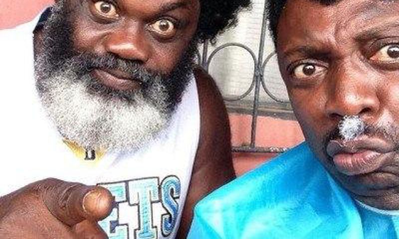 Segun Arinze and Harry B on set of 'Jaja'