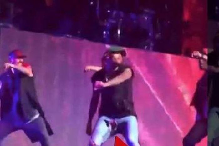 Chris Brown's jeans tore open on stage