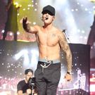 Justin Bieber performing on stage