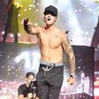 Justin Bieber performing on stage