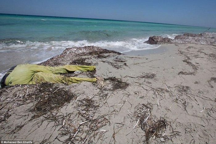 Bodies: Migrants desperate to reach Europe take on the treacherous journey across the Mediterranean but hundreds of their bodies have washed up on the beaches of Libya