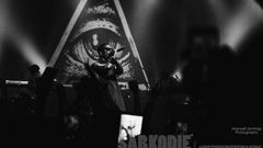 Sarkodie projects the "Illuminati" symbol during his performance at "History In The Making" concert held at Apollo Theatre, UASA last month