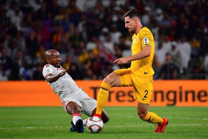 Milos Degenek (R) looked like he wanted the ground to swallow him up after veteran striker Ali Mabkhout seized on his back pass for a paocher's goal