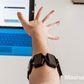 The Myo control armband in use.