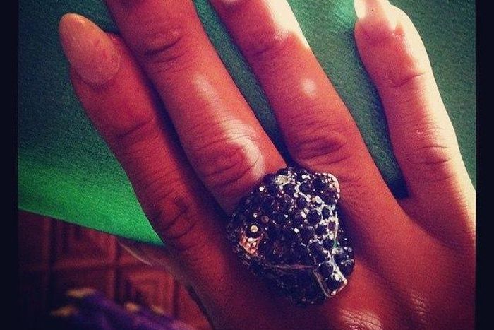 Di'Ja showing off her #BringBackOurGirls painted finger