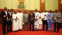 Nana Addo and Dr Mahamudu Bawumia with some ministers