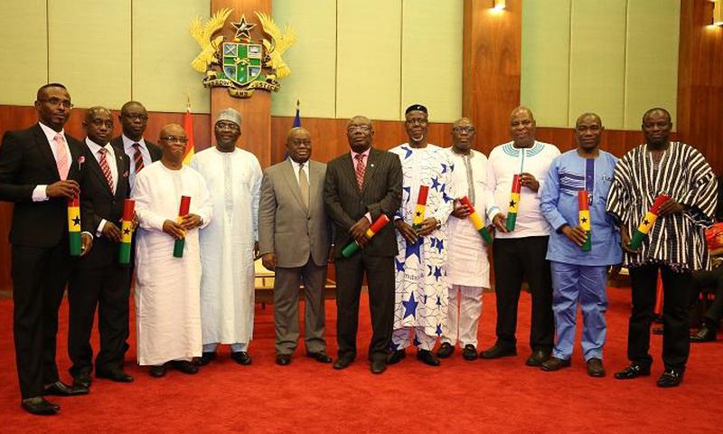 Nana Addo and Dr Mahamudu Bawumia with some ministers