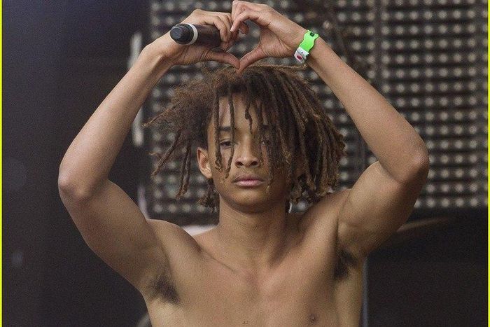 Jaden Smith shirtless at 2015 Wireless Festival, London