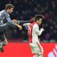 Bayern Munich striker Thomas Mueller is suspended for both legs of their Champions League last 16 matches against Liverpool for this kick on Ajax's Argentine defender Nicolas Tagliafico during December's 3-3 draw in Amsterdam in the group stages.