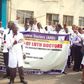 LUTH doctors protest unpaid salary arrears.