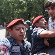 Armenian riot police earlier detained dozens of protesters and shortly released them [Getty Images]