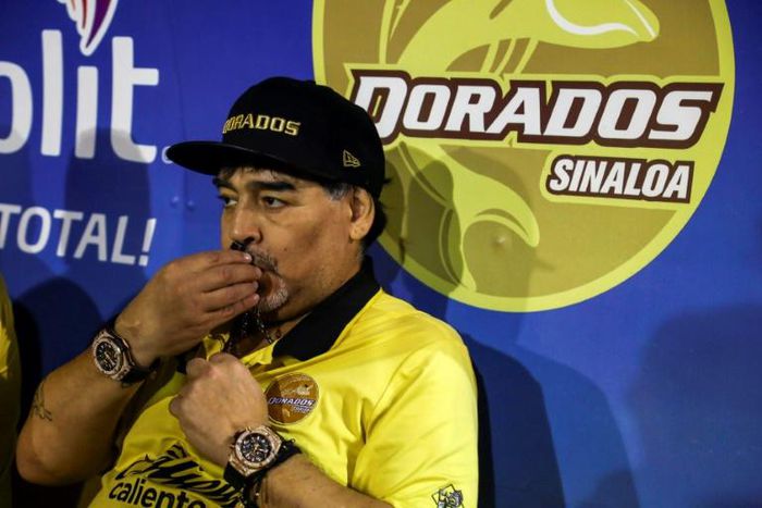 Diego Mardona as coach of Mexican second division football club Dorados