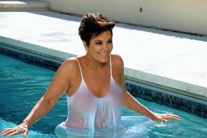 Kris Jenner showing off a great boob job