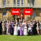 Heartbroken Michelle Young, pictured centre, was dumped by her husband Alan Hoffman, centre, three months after her wedding - for guest Gemma Hadley, third from left