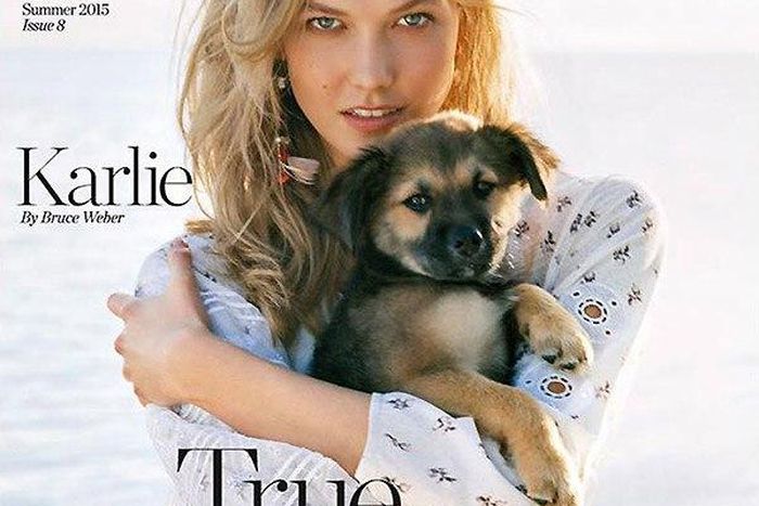 Karlie Kloss and puppy cover Porter Magazine Summer 2015 issue
