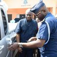 Boakye Agyarko presenting the vehicle to the police