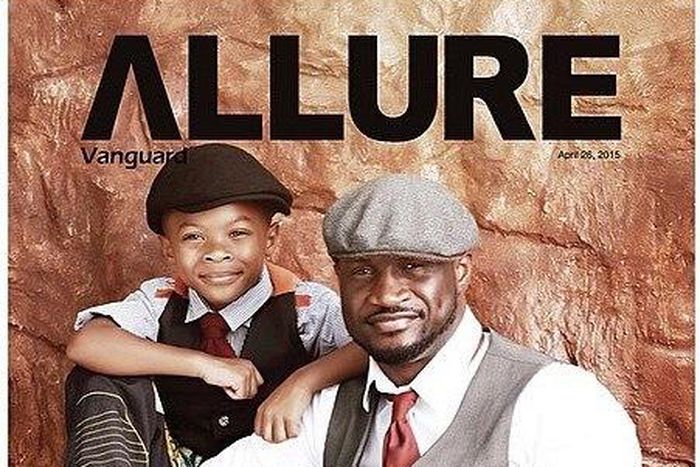 Peter Okoye and son cover Vanguard Allure magazine