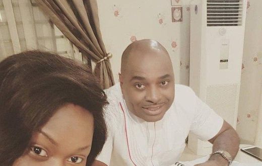 Uche Jombo Rodriguez and Kenneth Okonkwo on the set of I Believe