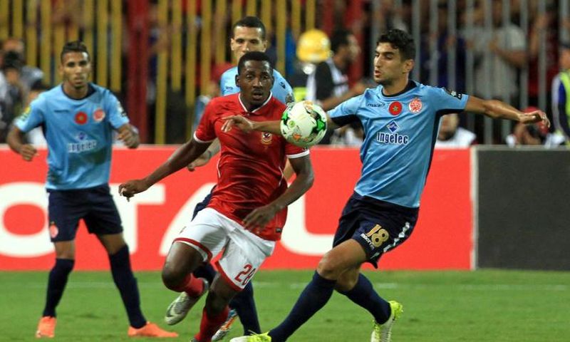 Junior Ajayi (C) in action for record eight-time African champions Al Ahly of Egypt. The Nigerian attacker has recovered from injury and is available for a matchday 2 clash with JS Saoura in Algeria this weekend.