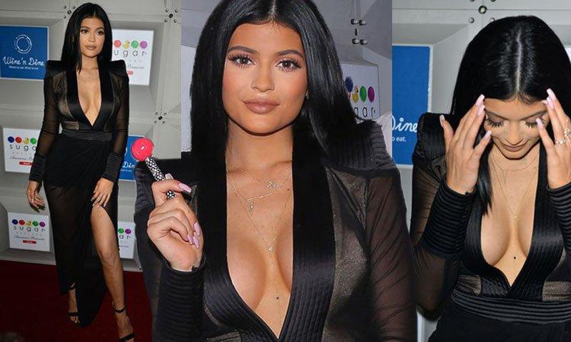 Kylie Jenner appears with larger boobs for Sugar Factoru launch in Miami