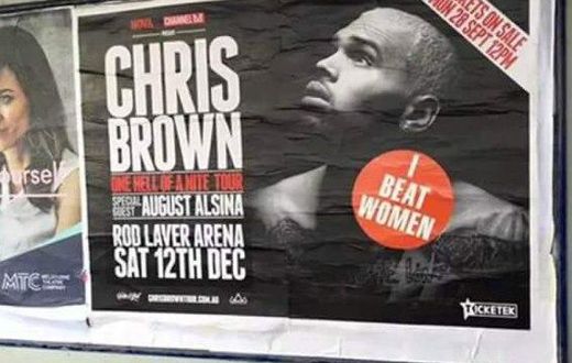 Chris Brown's tour posters in Australia branded with 'I beat women'