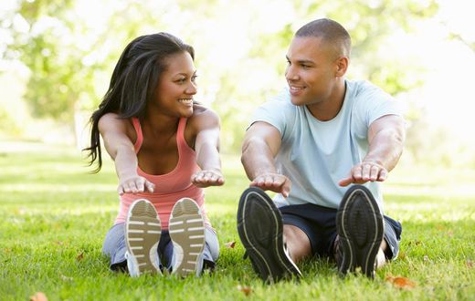 Couple exercising together