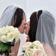 Lesbian Japanese couple at their wedding