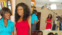 Chika Ike and winner of  'African Diva' reality show, Love Egbules, on set of 'All of Me'