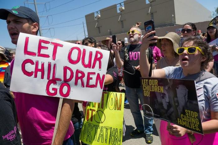Protesters demonstrating in San Diego in June 2018 against the Trump administration policy of separating families who entered the United States illegally